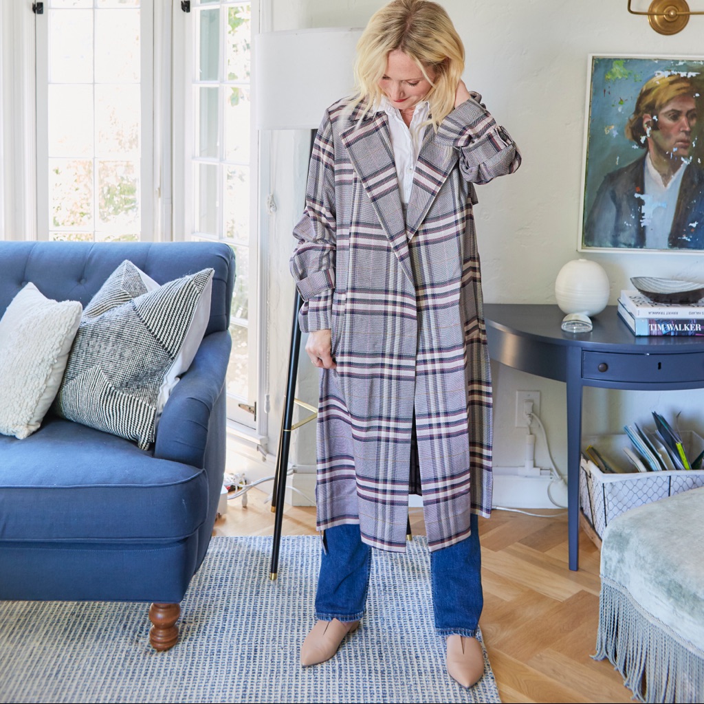Lewit Bold Plaid Trench Coat Size Xl Msrp $628